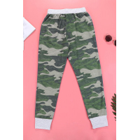 Green Camo Print Knit Sport Pants