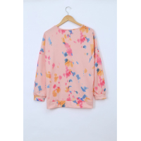 Pink Oversize Scrawl Print Long Sleeve Top