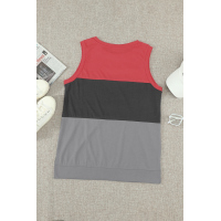 Gray Color Block Crew Neck Tank Top