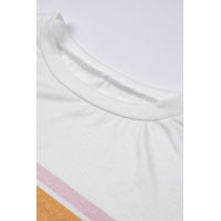 White Striped Print T-shirt