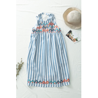 Blue Striped Printed Tank Dress