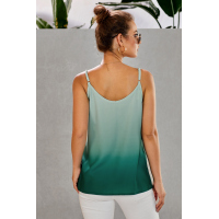 Green Ombre Button Up V Neck Strappy Tank Top