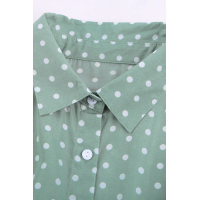 Green Polka Dot Shirt Collar Short Sleeve Mini Dress