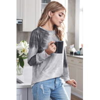 Ombre Gray Tie-dye Long Sleeve Top