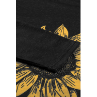 Sunflower Print Black Knit Top