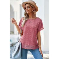 Swiss Dot Texture Short Sleeve Top