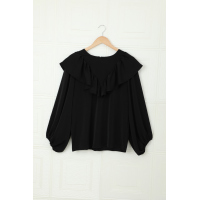 Black Ruffle Lantern Long Sleeve Top