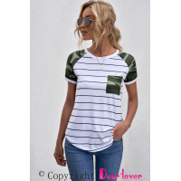 Green Striped Camo Pocketed Patch Tee