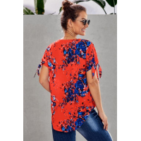 Orange Floral Twist Top