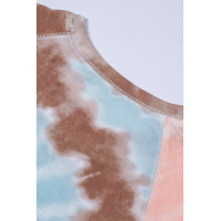 Brown Raglan Sleeves Tie Dyed Tee