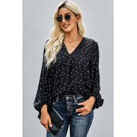 Black Love You Boo Balloon Sleeve Blouse