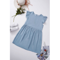 Flutter Sleeve Ruched Denim Casual Dress