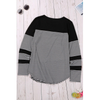 Black Pinstripe Patch Pocket Top 