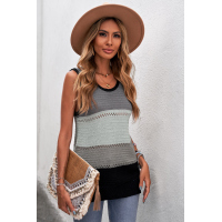 Black Color Block Knitted Tank Top