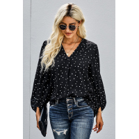 Black Love You Boo Balloon Sleeve Blouse