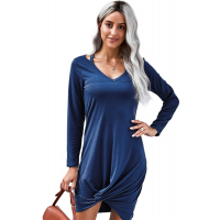 Blue Jersey Twist T-shirt Dress