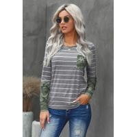 Camo Stripes Long Sleeves Top