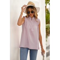 Pink Frilled Tank Top with Buttons