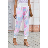 Multicolor Tie-dye Pocket Casual Pants With Slit