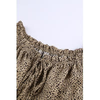 Frilled Off-the-shoulder Cheetah Blouse