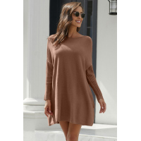 Khaki Oversized Batwing Sleeve Sweater Dress