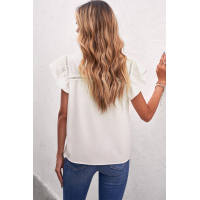 White Flutter Ruffled Top