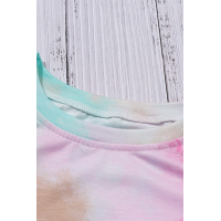 Multicolor Tie-dye Ruffled Cap Sleeve T-shirt