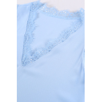 Sky Blue Sleeveless Eyelash Lace V Neck Tank Top