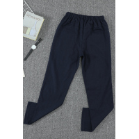 Blue Casual Drawstring Elastic Waist Pants with Pockets