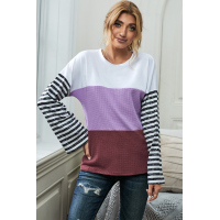 Relaxed Fit Colorblock Bell Sleeve Top