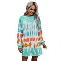 Fashion Tie Dye Long Sleeve Sweatshirt Dress