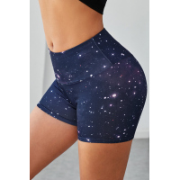 Gray Galaxy Print Booty Yoga Shorts