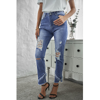 Distressed Mid Rise Skinny Denim Pants