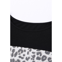 Black Leopard Color Block Short Sleeve Tee