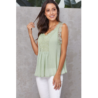 Green From A Dream Lace Tank Top with Vest