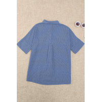 Blue Short Sleeve Striped Shirt