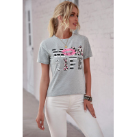 Leopard Mom Life Lips Gray T-Shirt