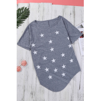 Dusty Blue Star Print Short Sleeve T-shirt 