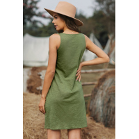 Green Sleeveless Pocketed Casual Swing Mini Dress