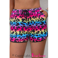 Leopard Pocketed Drawstring Shorts