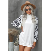 Turtleneck Leopard Print Mini Dress