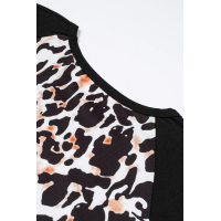 CrissCross White Leopard V Neck T-Shirt