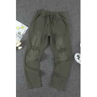 Green Pocketed Denim Joggers