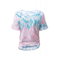 Knit Tie-dye Chest Pocket T-shirt with Cuffed Sleeves