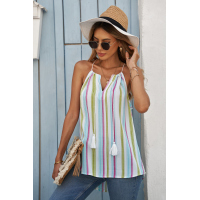 Striped Tank Top with Keyhole Detail