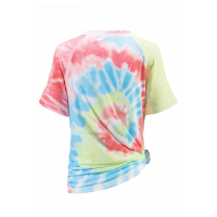 Red Raglan Sleeves Tie Dyed Tee