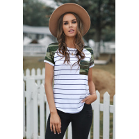 Green Striped Camo Pocketed Patch Tee