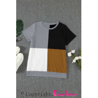 Brown Colorblock T-shirt with Slits