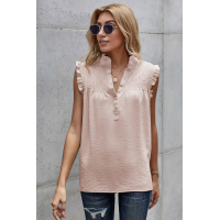 Apricot Frilled Tank Top with Buttons