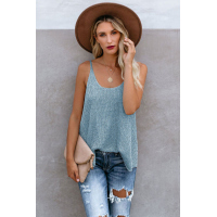 Sky Blue Knitted Cami Tank Top